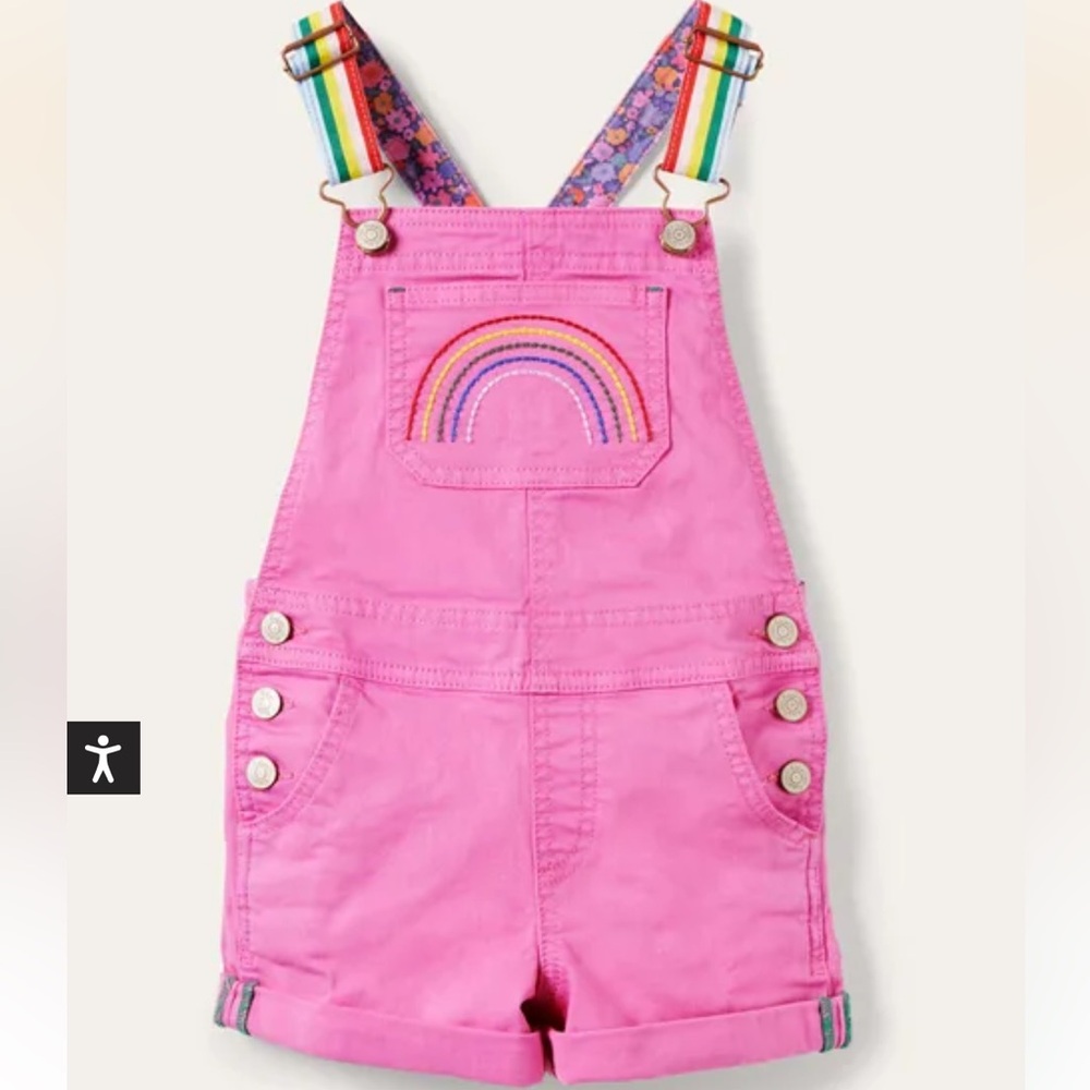 Mini Boden Ice Pink Rainbow Overalls size 3-4